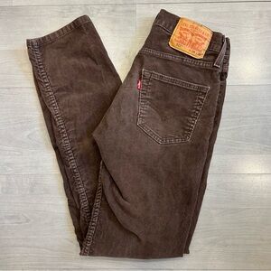 Levi's 511 Pants Mens 28x32 Brown Corduroy Preppy Casual Straight Leg